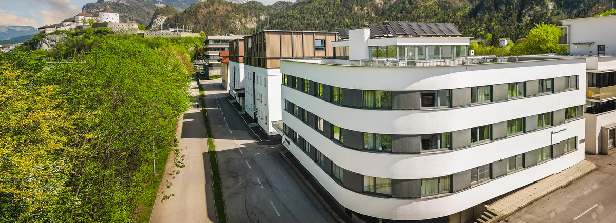 Eine Aufsicht vom Gebäude C der International Student Residence der FH Kufstein Tirol.