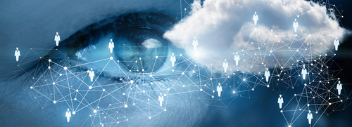 Auge blickt auf ein Netzwerk und eine Wolke. | © AdobeStock.natali_mis