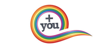 Q als regenbogen Streifzug und einem Schriftzug innerhalb des Kreises