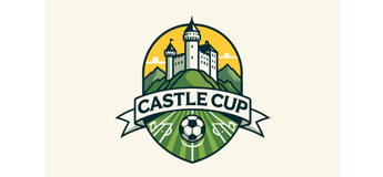 Wappen in grün und beige mit einem Schloss und einem Schriftzug.