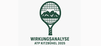 Abbildung eines Tennisschlägers mit dunkel grünem Schriftzug zu dem Projekt.