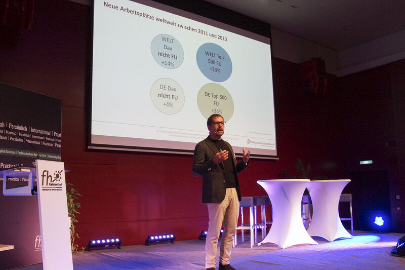 Markus Weishaupt bei seinem Vortag im Rahmen des 7. Family Business Days an der FH Kufstein Tirol