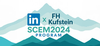gemalte Berge mit Schriftzug und Logo von LinkedIn | © FH Kufstein Tirol