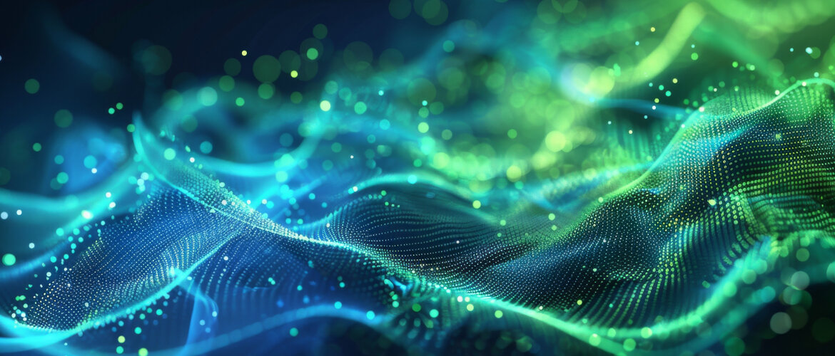 AI4Green | © AdobeStock.Di Strukturgrafik in blau und grün, die ein Gitter darstellt und symbolisch für eine Vielzahl an Daten steht. | © AdobeStock.Di