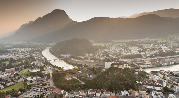Kufstein_Übersicht | © TVB Kufsteinerland Die Stadt Kufstein von oben mit Blick auf Festung und Inn | © TVB Kufsteinerland