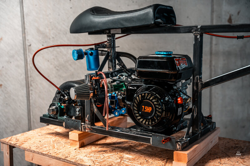 Motor eines Mini-Bikes der Tiny Torquer in der Nahansicht.  | © Alexander Wohlfahrt