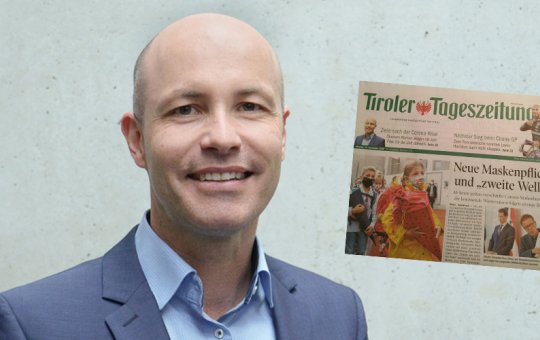 Prof. (FH) Dr. Roman Stöger landet mit seinem Interview zum Thema Corona-Krise auf der Titelseite der Tiroler Tageszeitung.