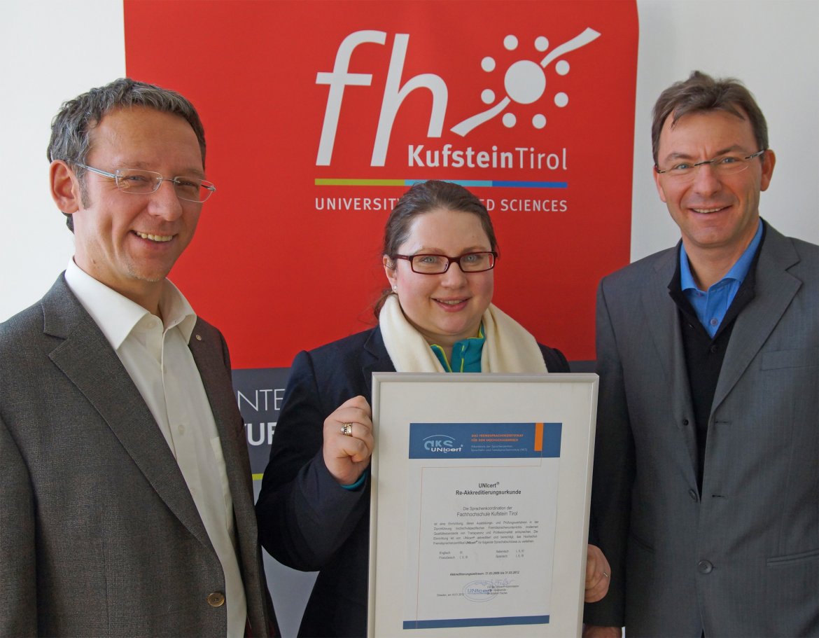 v.l. FH-Rektor Lüthi mit FH-Prof. Wunderlich und FH-Geschäftsführer Madritsch