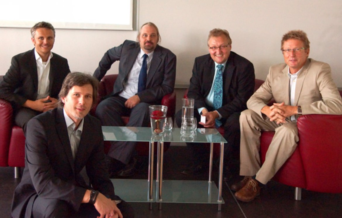 v.l.: Dr Krausse, Asc. Prof.(FH) Hans-Peter Steinbacher, Constantin von Craushaar, Dr. Bareiß, Ing. Schober