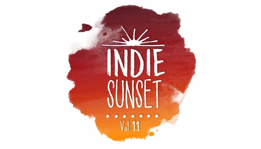 Wolke mit Schriftzug Indie Sunset